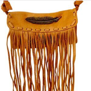 Native American Artisan Handmade Leather Fringe Purse / Crossbody Bag NWOT